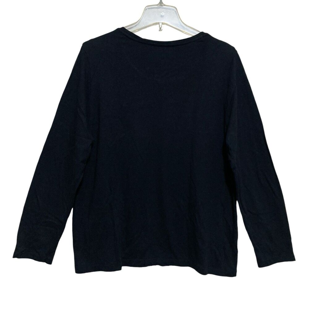3/$30 CJ Banks T-Shirt Top Womens Size XL Black Blue Silver Long Sleeve Stretchy - Picture 4 of 9
